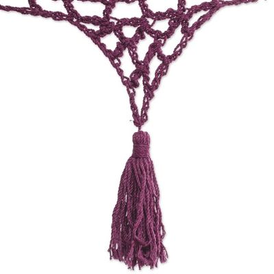 Alternate image for Burgundy Tasseled Cotton Hammock Double From Mexico Veranda Dreams in Bordeaux