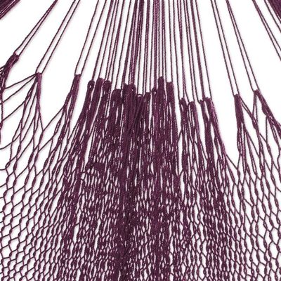 Alternate image for Burgundy Tasseled Cotton Hammock Double From Mexico Veranda Dreams in Bordeaux