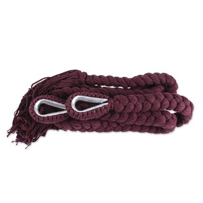 Alternate image for Burgundy Tasseled Cotton Hammock Double From Mexico Veranda Dreams in Bordeaux
