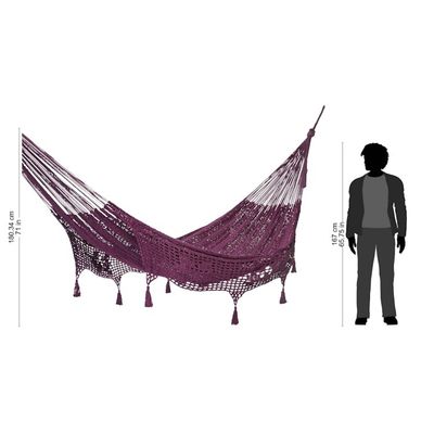 Alternate image for Burgundy Tasseled Cotton Hammock Double From Mexico Veranda Dreams in Bordeaux