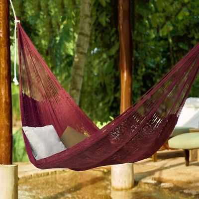 Alternate image for Maya Style Cotton Rope Hammock Double Uxmal Mulberry