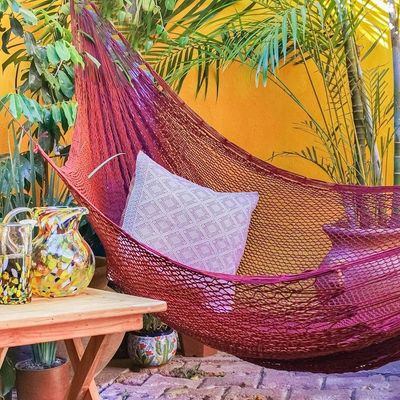 Alternate image for Maya Style Cotton Rope Hammock Double Uxmal Mulberry