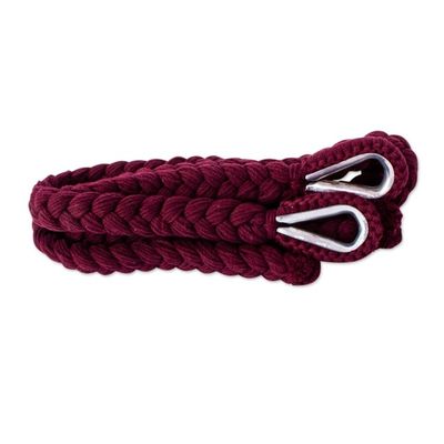Alternate image for Tasseled Cotton Rope Mayan Hammock Swing in Wine from Mexico Ocean Seat in Bordeaux