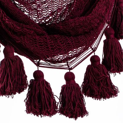 Alternate image for Tasseled Cotton Rope Mayan Hammock Swing in Wine from Mexico Ocean Seat in Bordeaux