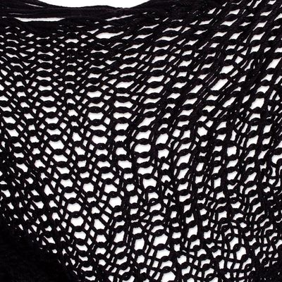 Alternate image for Black Fringed Cotton Rope Mayan Hammock Swing from Mexico Sea Breezes in Black