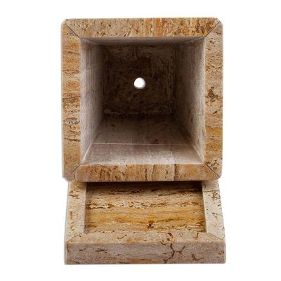 Alternate image for Modern Flower Pot of Brown Marble with Vertical Veins Earth Contempo