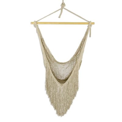 Alternate image for Grey Cotton Hammock Swing Chair from Mexico Single Grey Cascade