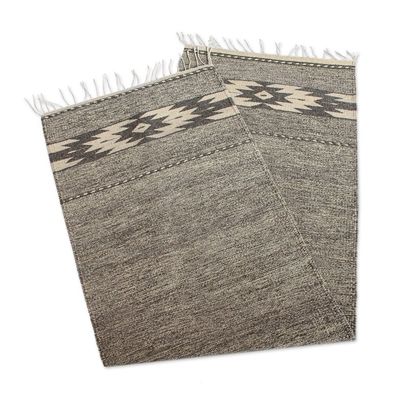 Alternate image for Hand Loomed Grey and Wheat Runner Rug 2x6.5 Subtle Shades