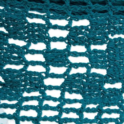 Alternate image for Handwoven Teal Cotton Hammock Double from Mexico Veranda in Teal