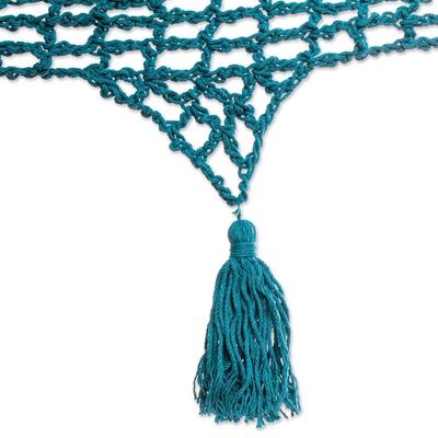 Alternate image for Handwoven Teal Cotton Hammock Double from Mexico Veranda in Teal