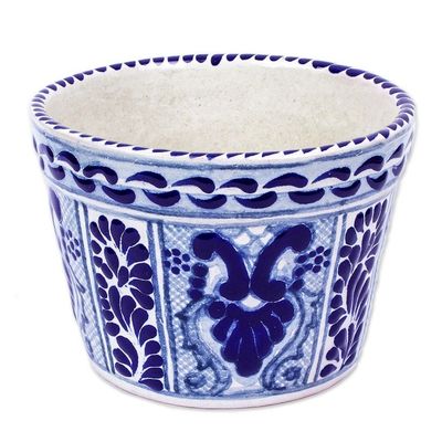 Alternate image for Artisan Crafted Ceramic Flower Pot Puebla Arabesque