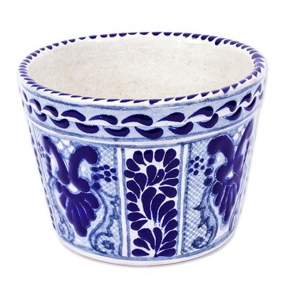 Alternate image for Artisan Crafted Ceramic Flower Pot Puebla Arabesque