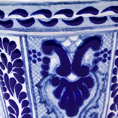 Alternate image for Artisan Crafted Ceramic Flower Pot Puebla Arabesque