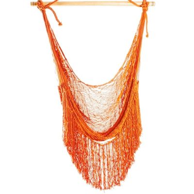 Alternate image for Orange Fringed Cotton Rope Mayan Hammock Swing from Mexico Sea Breezes in Orange