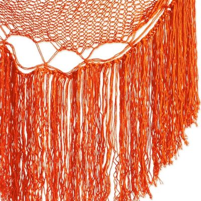 Alternate image for Orange Fringed Cotton Rope Mayan Hammock Swing from Mexico Sea Breezes in Orange