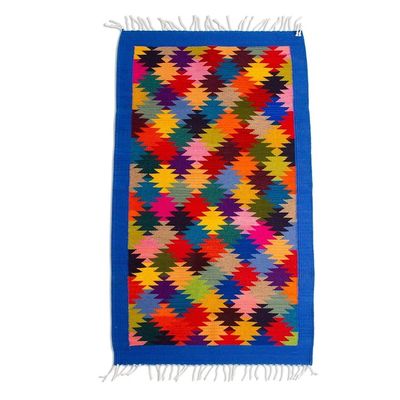 Alternate image for Hand Woven Colorful Wool Area Rug from Oaxaca Endless Stars