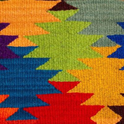 Alternate image for Hand Woven Colorful Wool Area Rug from Oaxaca Endless Stars