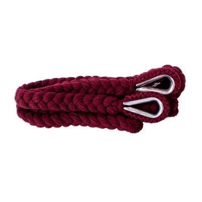 Alternate image for Burgundy Fringed Cotton Rope Mayan Hammock Swing from Mexico Sea Breezes in Bordeaux