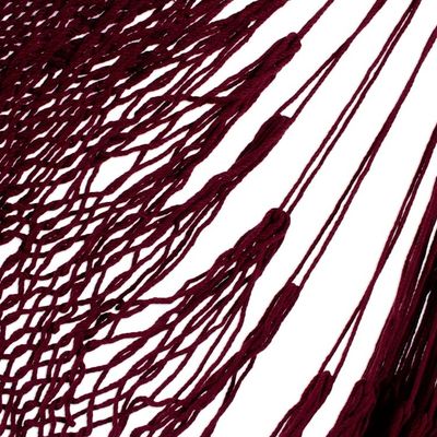 Alternate image for Burgundy Fringed Cotton Rope Mayan Hammock Swing from Mexico Sea Breezes in Bordeaux