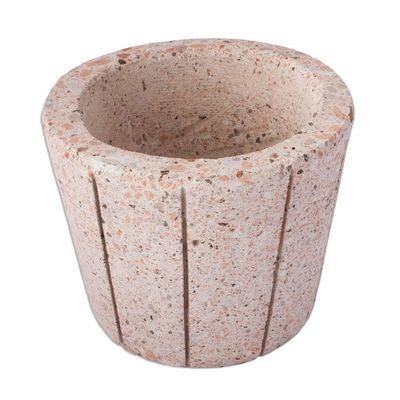 Alternate image for Striped Pattern Reclaimed Stone Flower Pot from Mexico Verdant Container