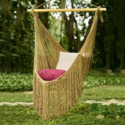 Alternate image for Olive Green Fringed Cotton Rope Mayan Hammock Swing Sea Breezes in Olive Green