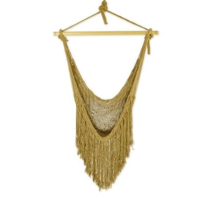 Alternate image for Olive Green Fringed Cotton Rope Mayan Hammock Swing Sea Breezes in Olive Green