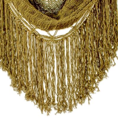Alternate image for Olive Green Fringed Cotton Rope Mayan Hammock Swing Sea Breezes in Olive Green