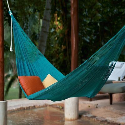 Alternate image for Azure Cotton Rope Hammock Single Uxmal Peacock