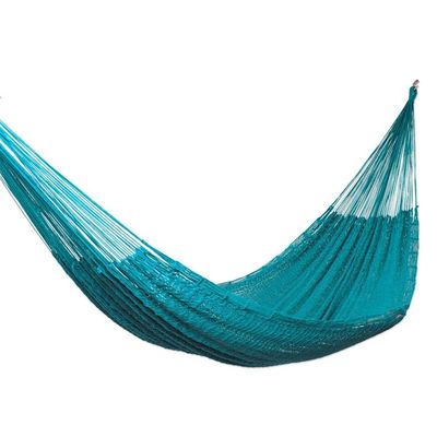 Alternate image for Azure Cotton Rope Hammock Single Uxmal Peacock