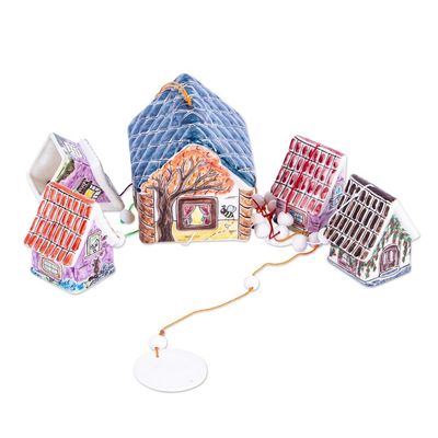 Alternate image for Ceramic Cottage Wind Chime Decor Accent Cozy Cottages