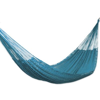 Alternate image for Teal Cotton Rope Hammock Double from Mexico Sunset Siesta in Teal