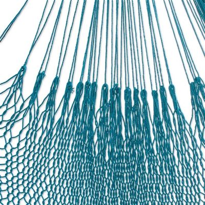 Alternate image for Teal Cotton Rope Hammock Double from Mexico Sunset Siesta in Teal