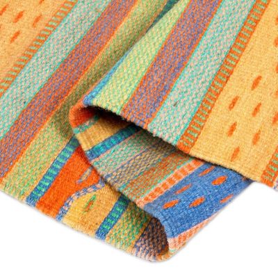 Alternate image for Handwoven Zapotec Wool Accent Rug 2 x 3.5 Ft from Mexico Sunny Hills of Mitla