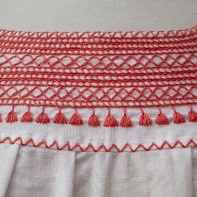 Alternate image for White and Flame Embroidered Cotton Blouse from Mexico Flame Delight