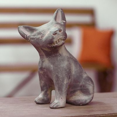 Alternate image for Western Mexico Pre-Hispanic Ceramic Grey Dog Ocarina Flute Grey Aztec Puppy