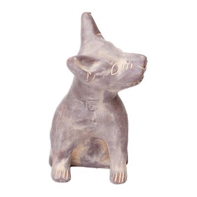 Alternate image for Western Mexico Pre-Hispanic Ceramic Grey Dog Ocarina Flute Grey Aztec Puppy