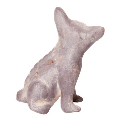 Alternate image for Western Mexico Pre-Hispanic Ceramic Grey Dog Ocarina Flute Grey Aztec Puppy