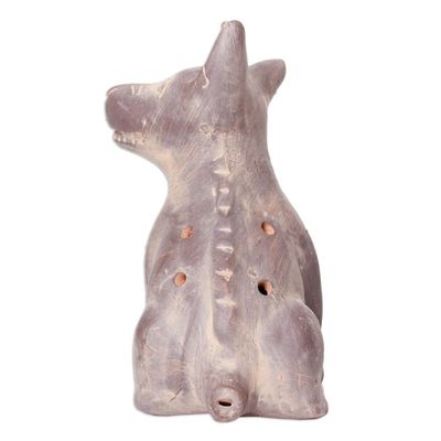 Alternate image for Western Mexico Pre-Hispanic Ceramic Grey Dog Ocarina Flute Grey Aztec Puppy