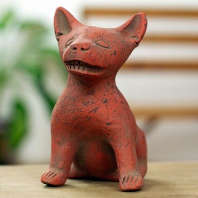 Alternate image for Western Mexico Pre-Hispanic Red Ceramic Dog Ocarina Flute Red Aztec Puppy
