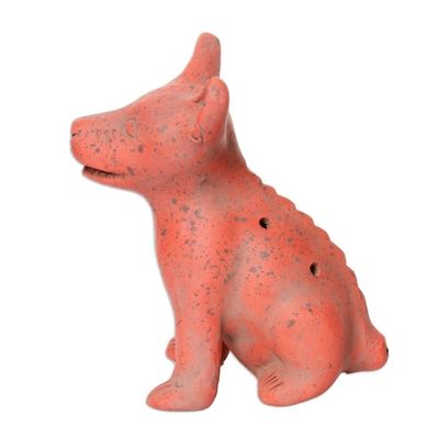 Alternate image for Western Mexico Pre-Hispanic Red Ceramic Dog Ocarina Flute Red Aztec Puppy