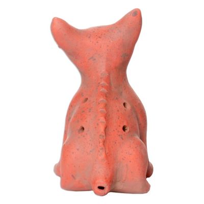 Alternate image for Western Mexico Pre-Hispanic Red Ceramic Dog Ocarina Flute Red Aztec Puppy