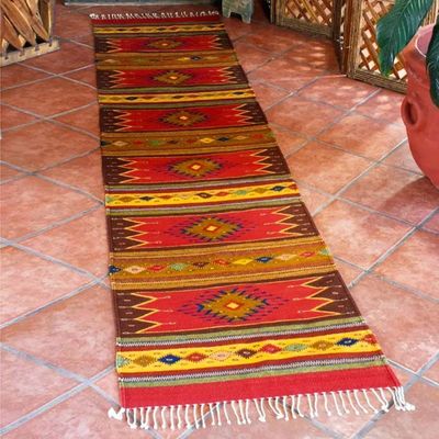 Alternate image for Unique Zapotec Wool Area Rug 2.5 X 10 Lavish Earth