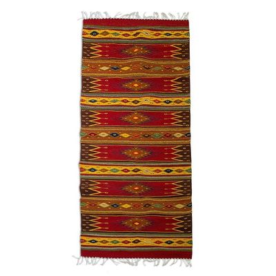 Alternate image for Unique Zapotec Wool Area Rug 2.5 X 10 Lavish Earth