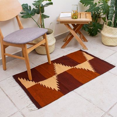 Alternate image for Zapotec wool rug 2x3.5 Mountain Paths