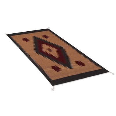 Alternate image for 100 Wool Area Rug in Red Black and Tan with Diamonds 2x3 Desert Diamonds
