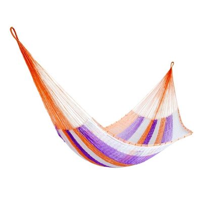 Alternate image for Hand Woven Nylon Purple Orange Hammock Single from Mexico Melon Stripe