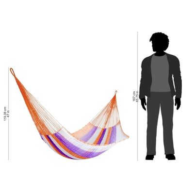 Alternate image for Hand Woven Nylon Purple Orange Hammock Single from Mexico Melon Stripe