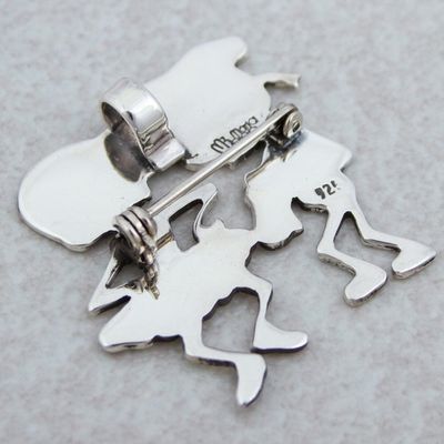 Alternate image for Signed Brooch Pendant from Mexican Day of the Dead Skeletal Matador Dance