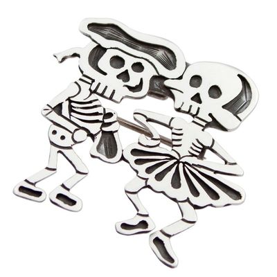 Alternate image for Signed Brooch Pendant from Mexican Day of the Dead Skeletal Matador Dance