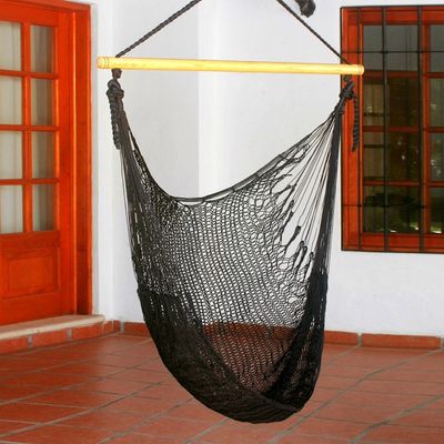 Alternate image for Black Nylon Hammock Swing Chair Handmade in Mexico Caribbean Nights